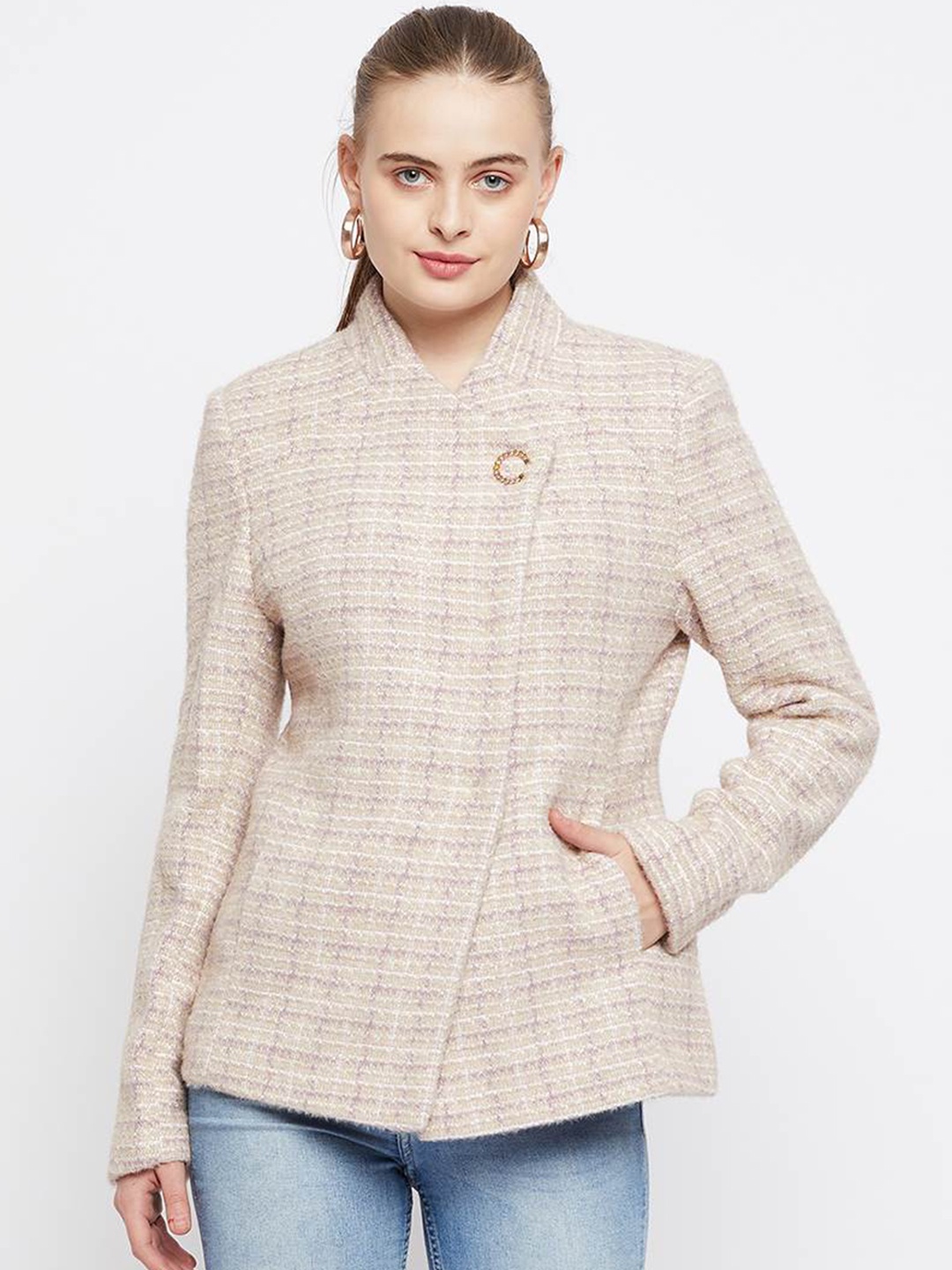 

CAMLA Self Designed Single Breasted Overcoat, Cream