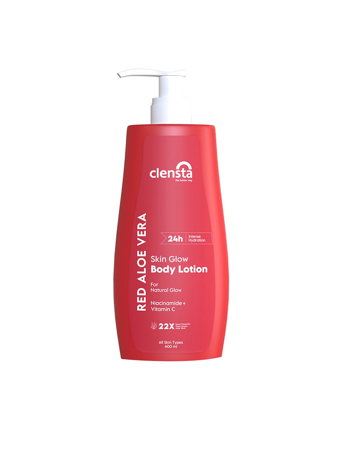 

Clensta Red Aloe Vera Skin Glow Body Lotion with Niacinamide for Natural Glow - 400 ml