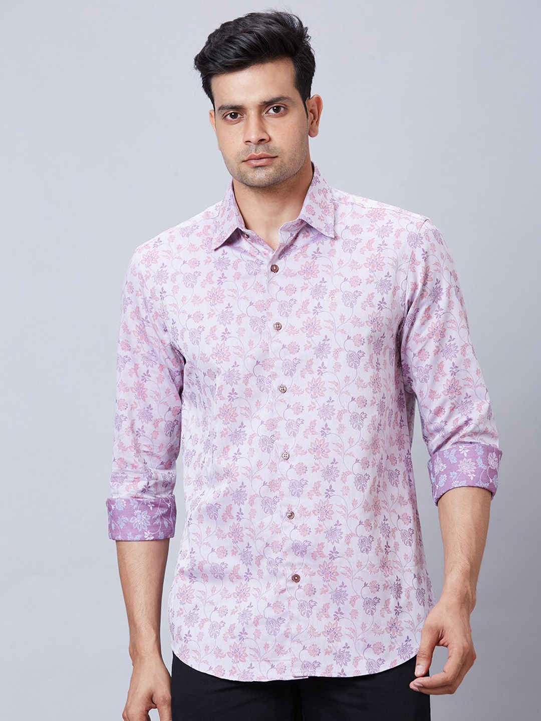 

ColorPlus Standard Regular Fit Tartan Checks Spread Collar Long Sleeves Casual Shirt, Pink
