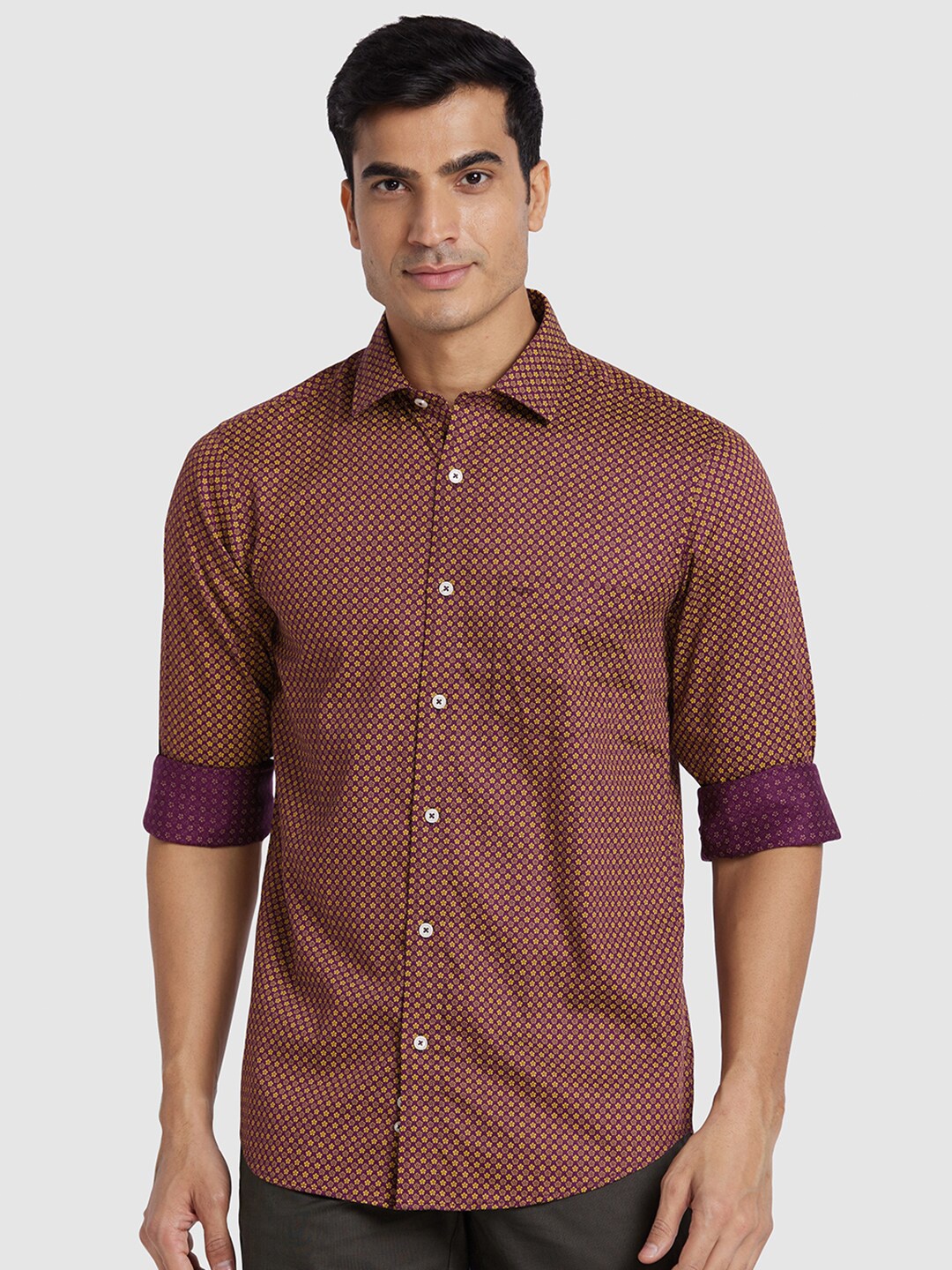 

ColorPlus Standard Micro Ditsy Opaque Cotton Casual Shirt, Brown