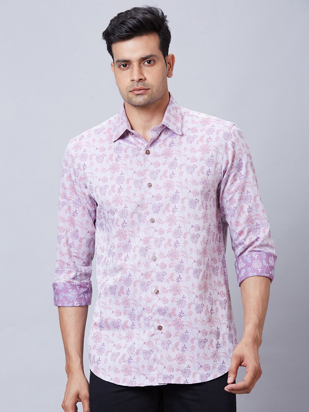 

ColorPlus Standard Floral Printed Opaque Cotton Casual Shirt, Pink