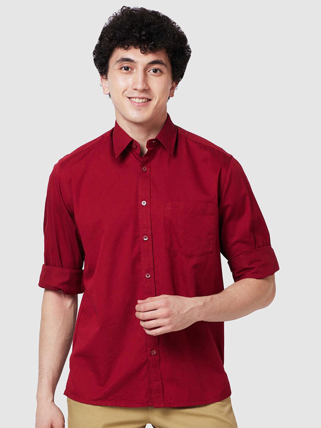 

ColorPlus Opaque Long Sleeves Cotton Casual Shirt, Maroon