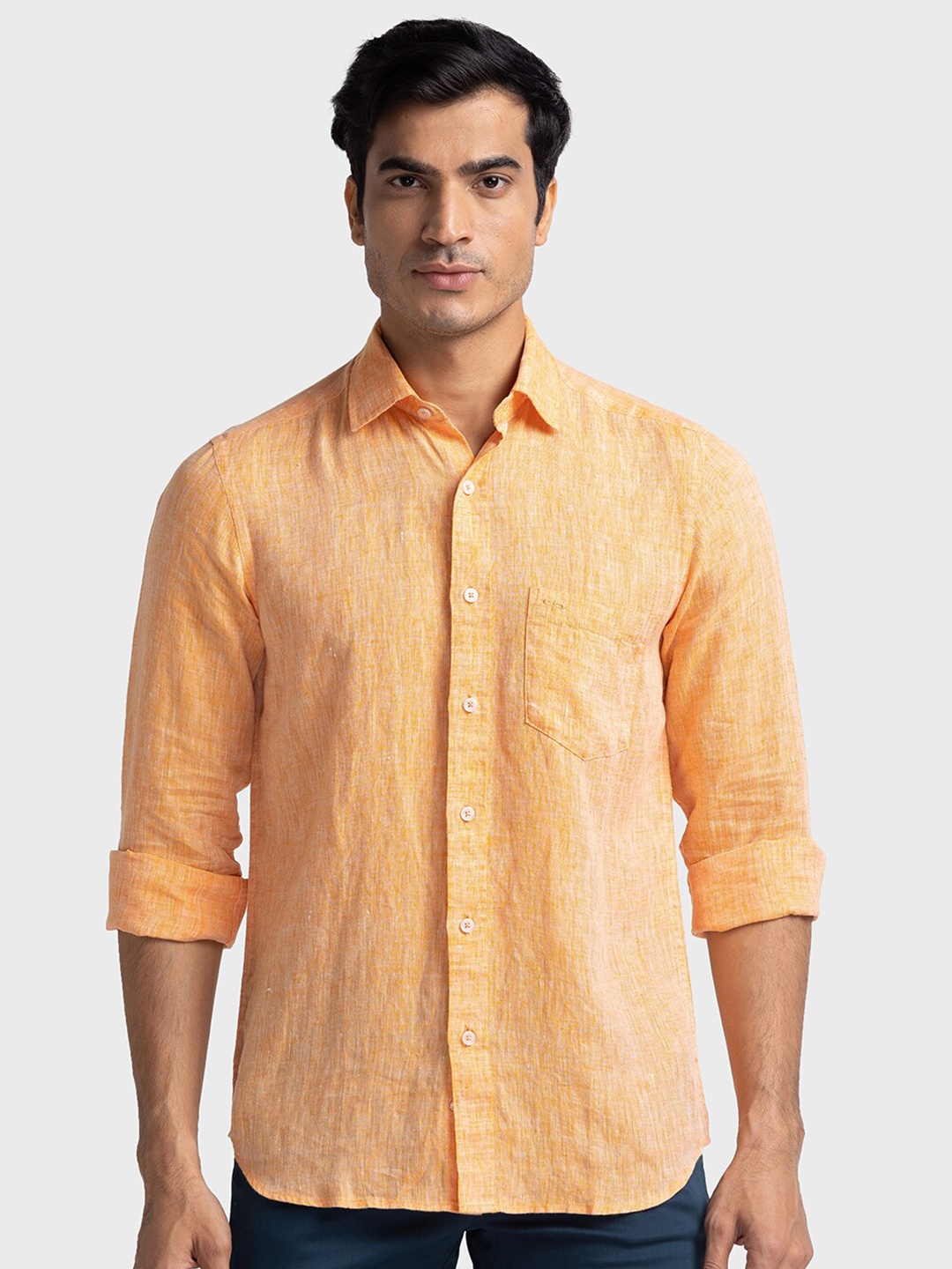 

ColorPlus Abstract Printed Regular Fit Opaque Cotton Casual Shirt, Orange