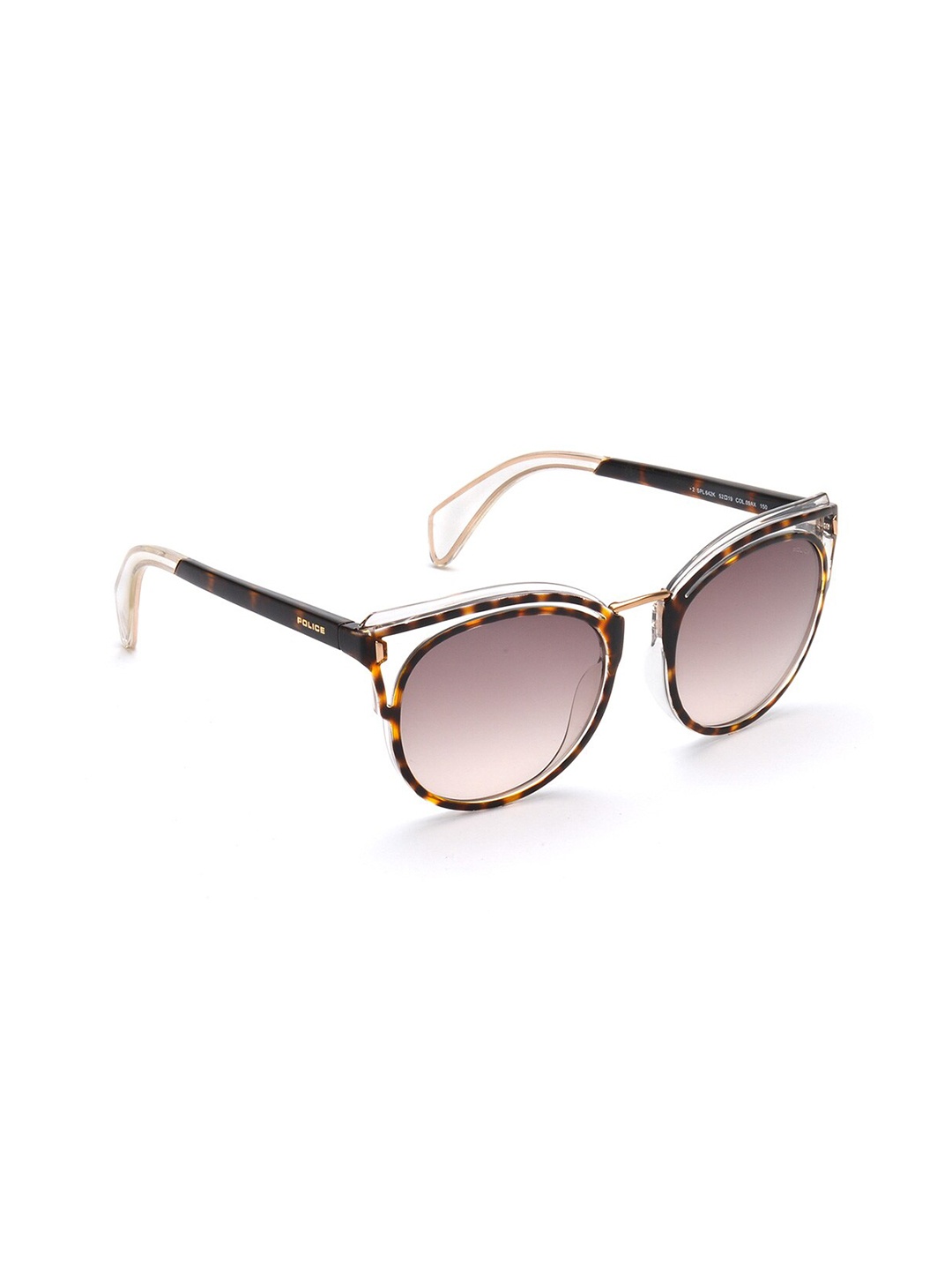

Police Women Round Sunglasses with UV Protected Lens SPL642K529AXSG, Brown