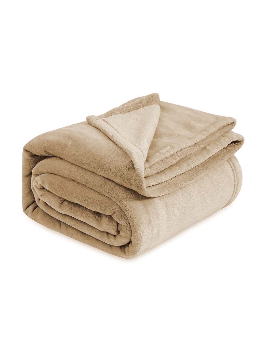 

bsb home Beige Fleece AC Room 300 GSM Double Bed Blanket