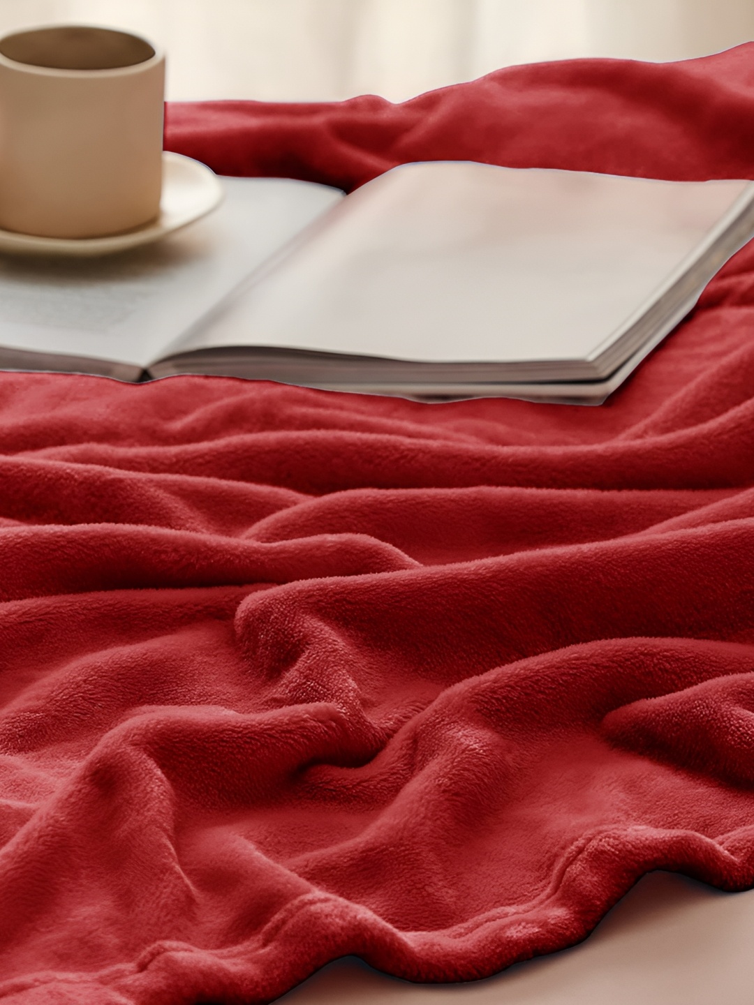 

bsb home Red Fleece AC Room 300 GSM Single Bed Blanket