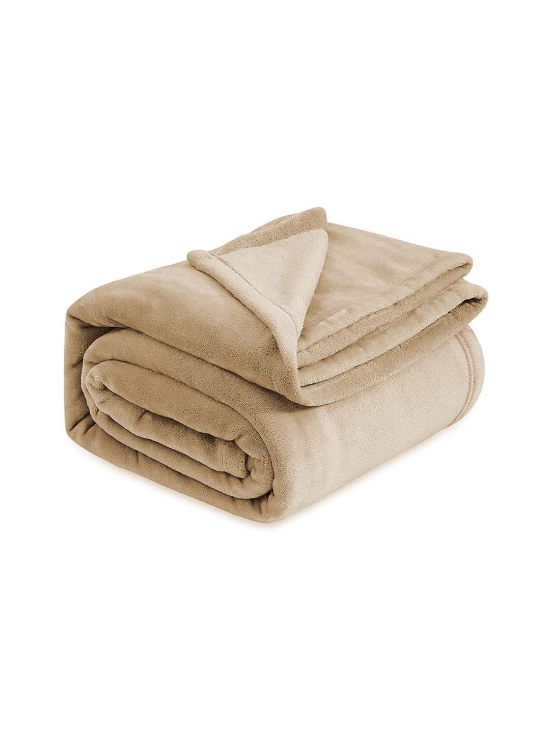 

bsb home Beige Fleece AC Room 300 GSM Single Bed Blanket