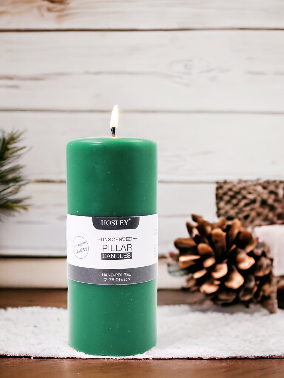 

HOSLEY Green Cylindrical Wax Candle