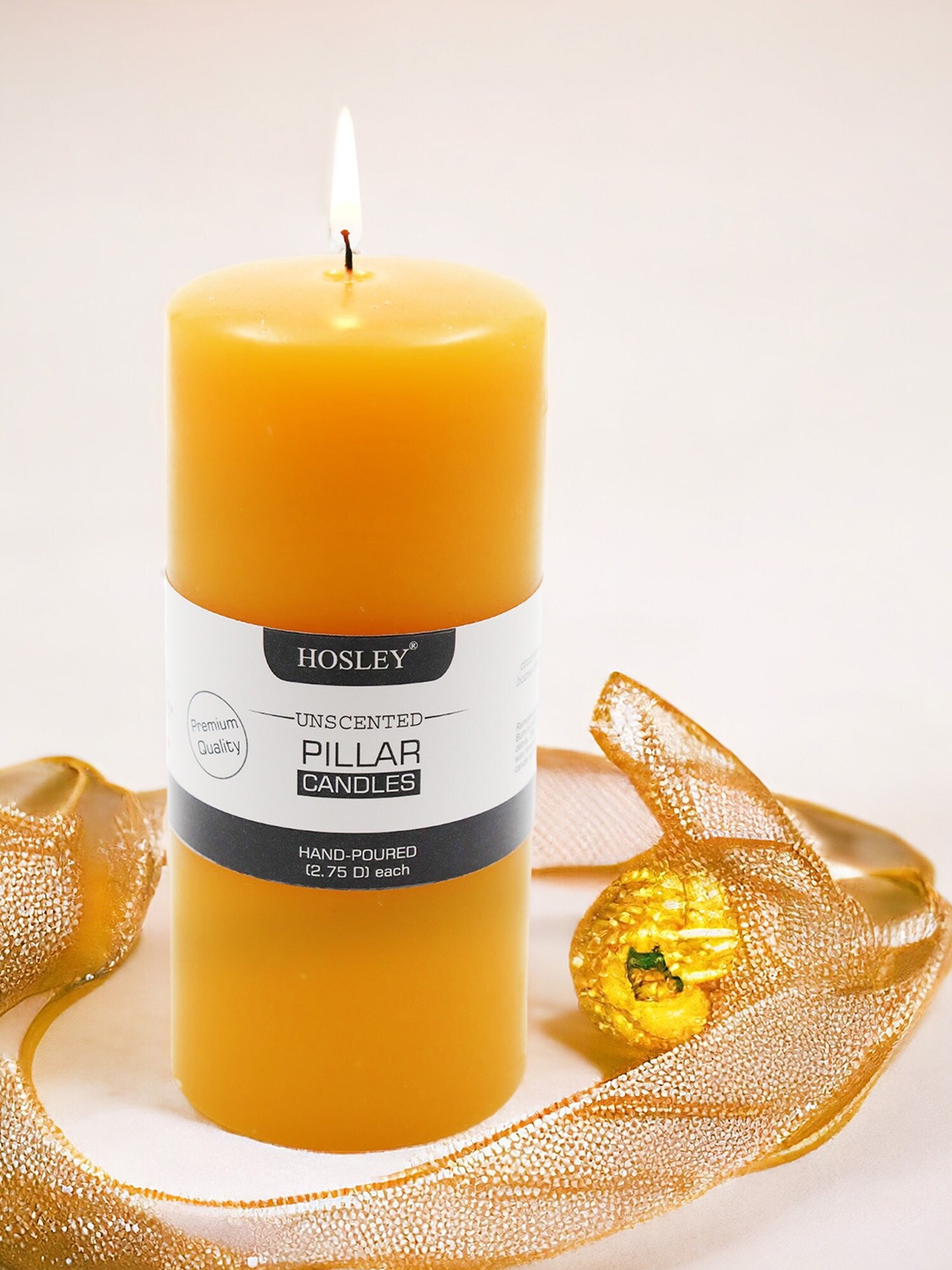 

HOSLEY Yellow Cylindrical Wax Candle