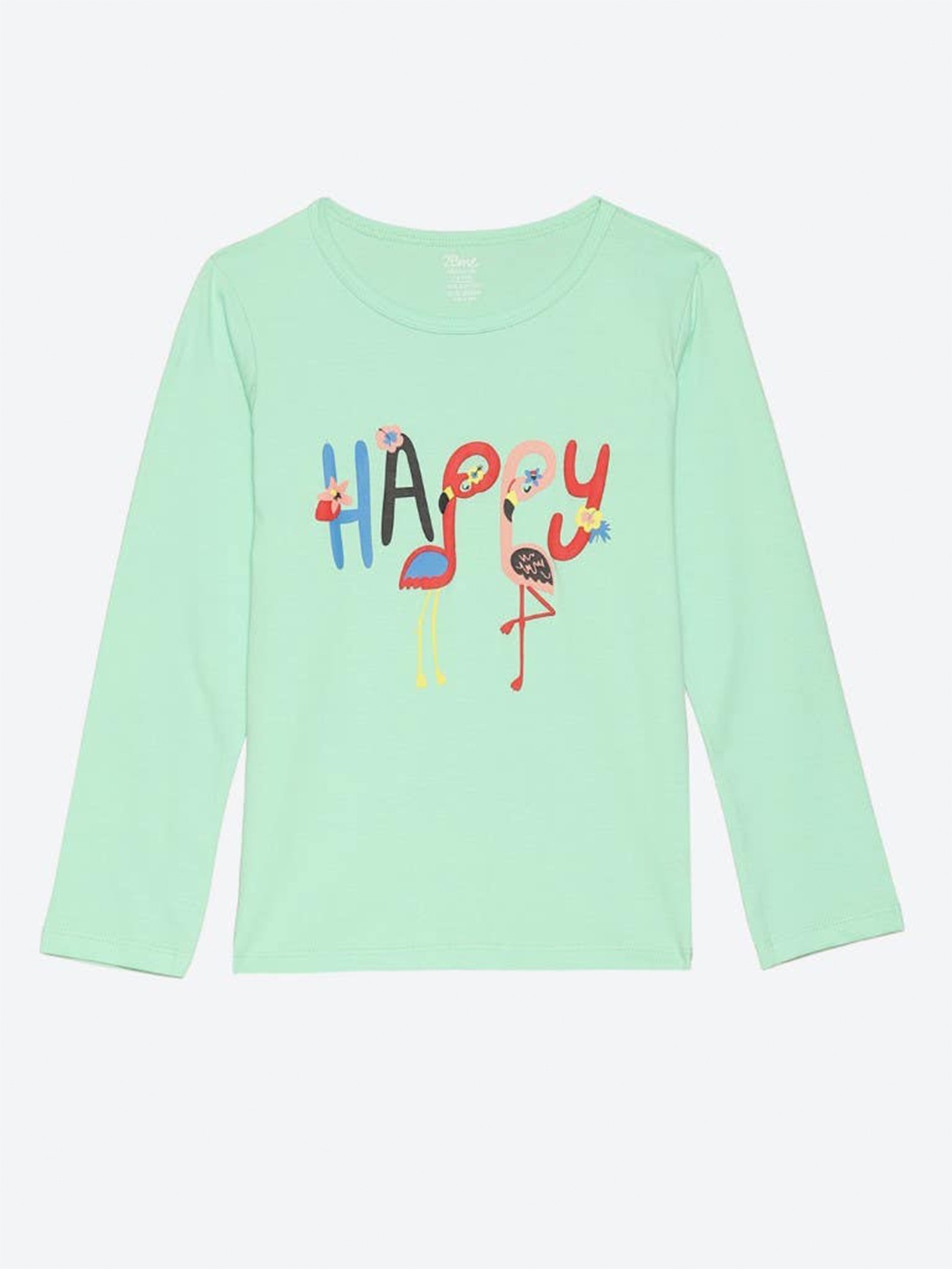 

2Bme Girls Graphic Printed Long Sleeves Cotton T-shirt, Green