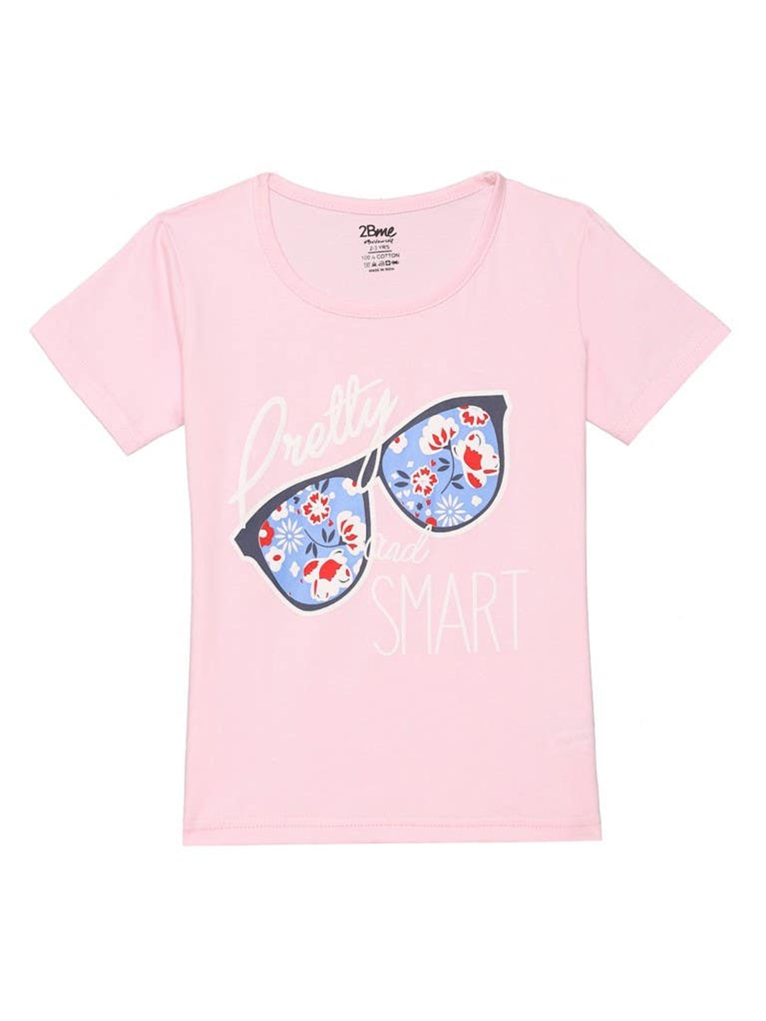 

2Bme Girls Typography Printed Cotton T-shirt, Pink