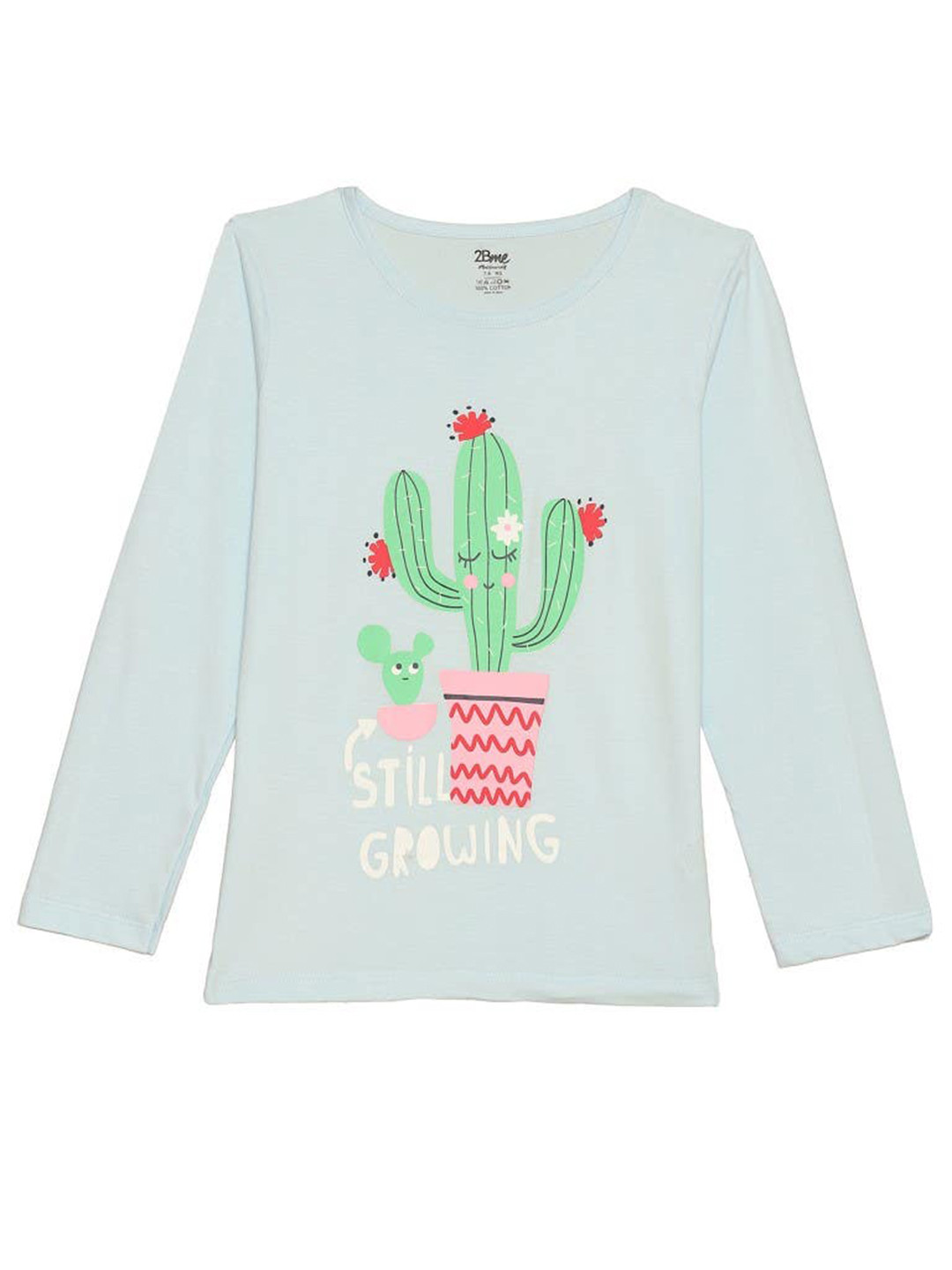 

2Bme Girls Graphic Printed Long Sleeves Cotton T-shirt, Blue