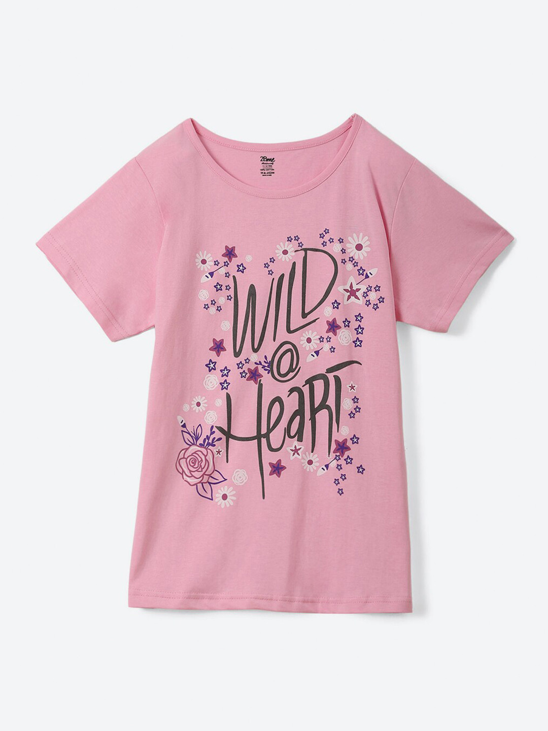 

2Bme Girls Typography Printed Cotton T-shirt, Lavender