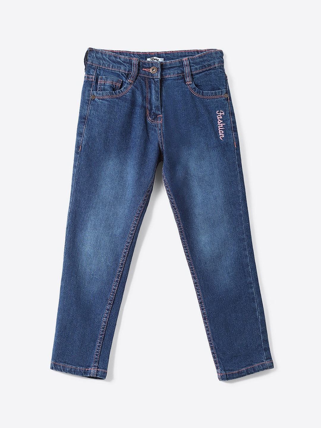 

2Bme Girls Light Fade Mid-Rise Cotton Jeans, Navy blue