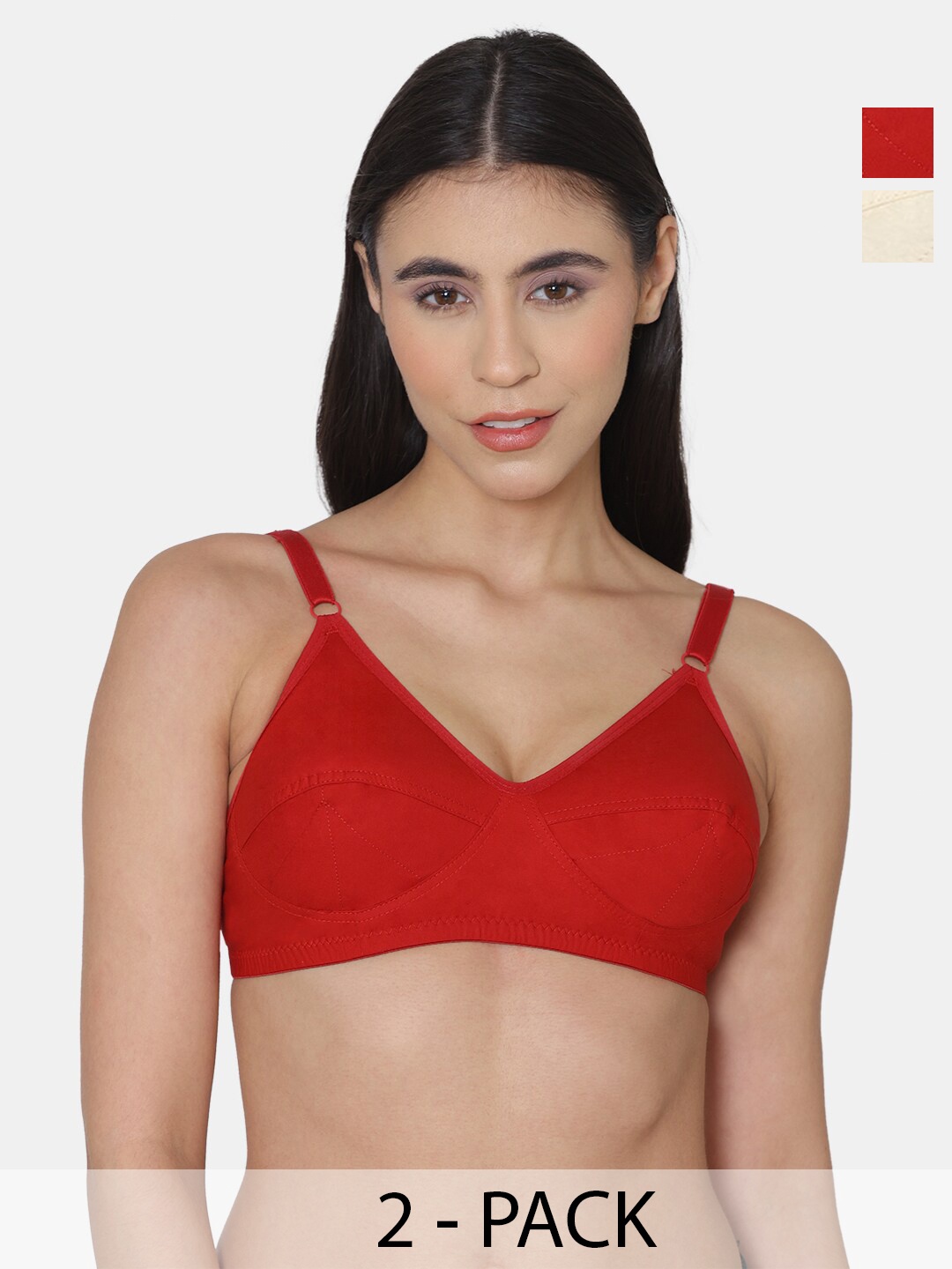 

KOMLI Minimizer Super Non Padded Cotton Bra, Red