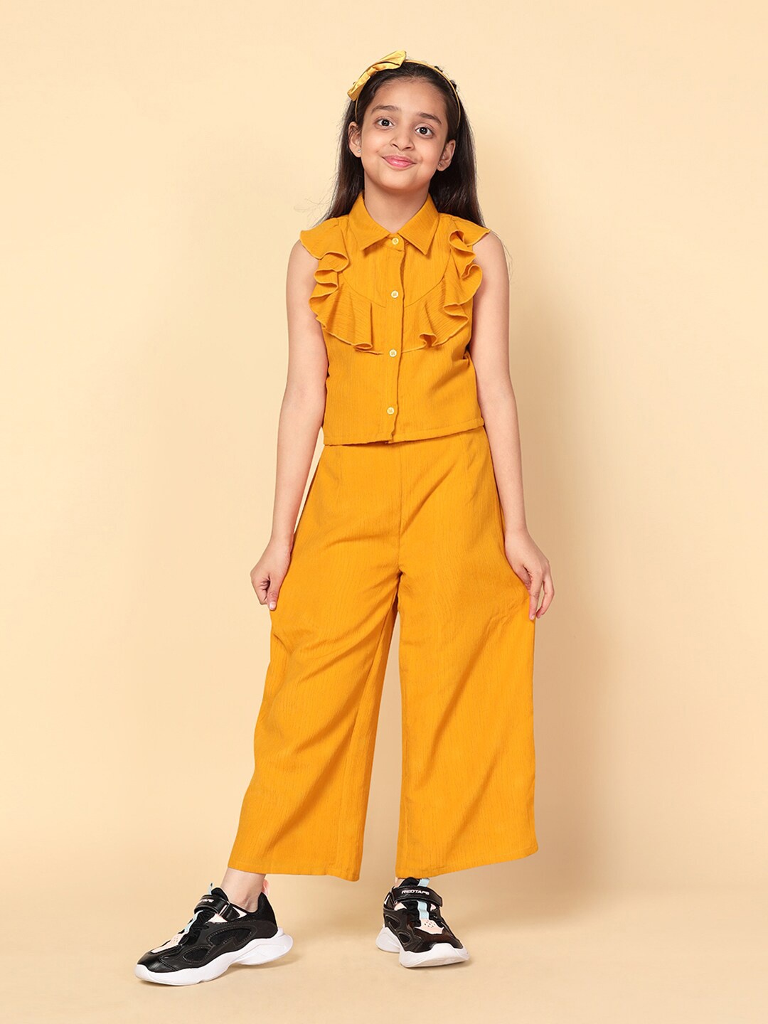 

FASHION DREAM Girls Ruffled Top with Palazzos, Mustard