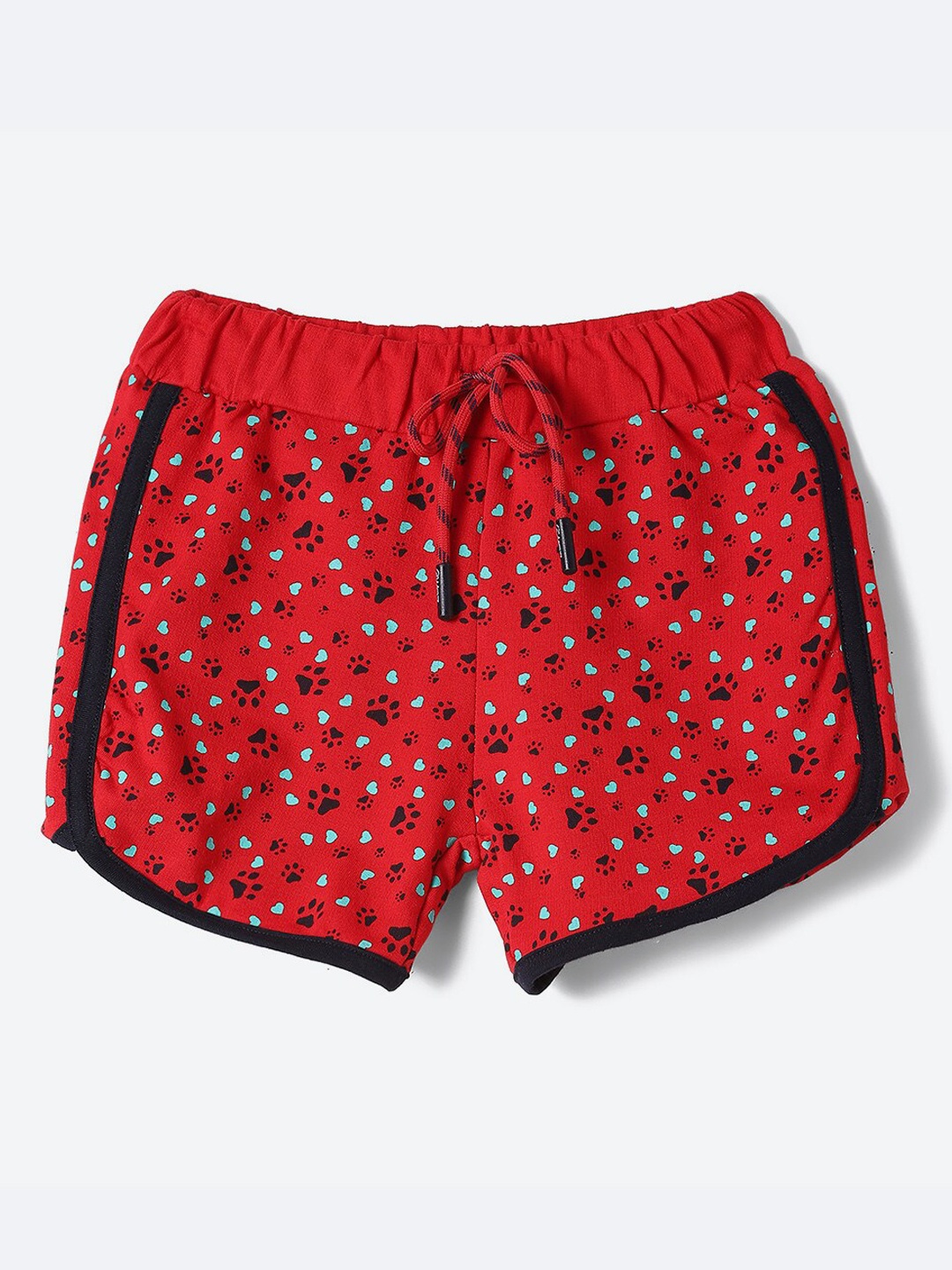

2Bme Girls Conversational Printed Mid-Rise Cotton Regular Shorts, Red