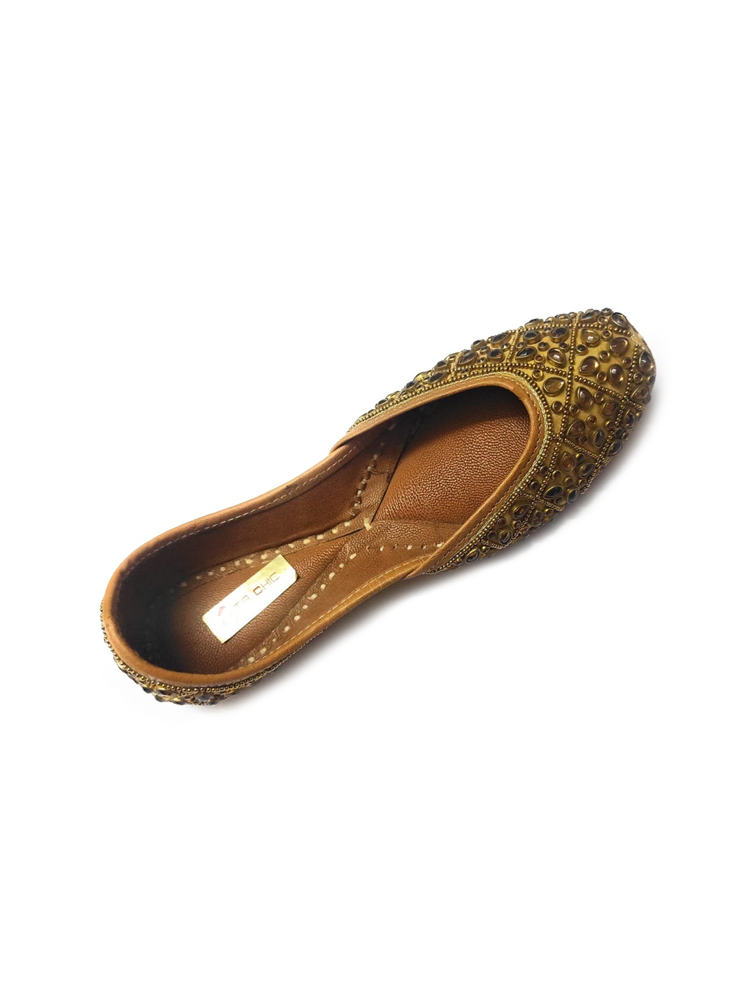 

Ta Chic Embellished Round Toe Ethnic Mojaris, Gold