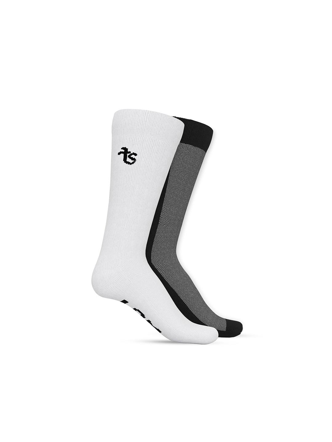 

TalkingSox Set Of 2 Patterned Calf Length Socks, White