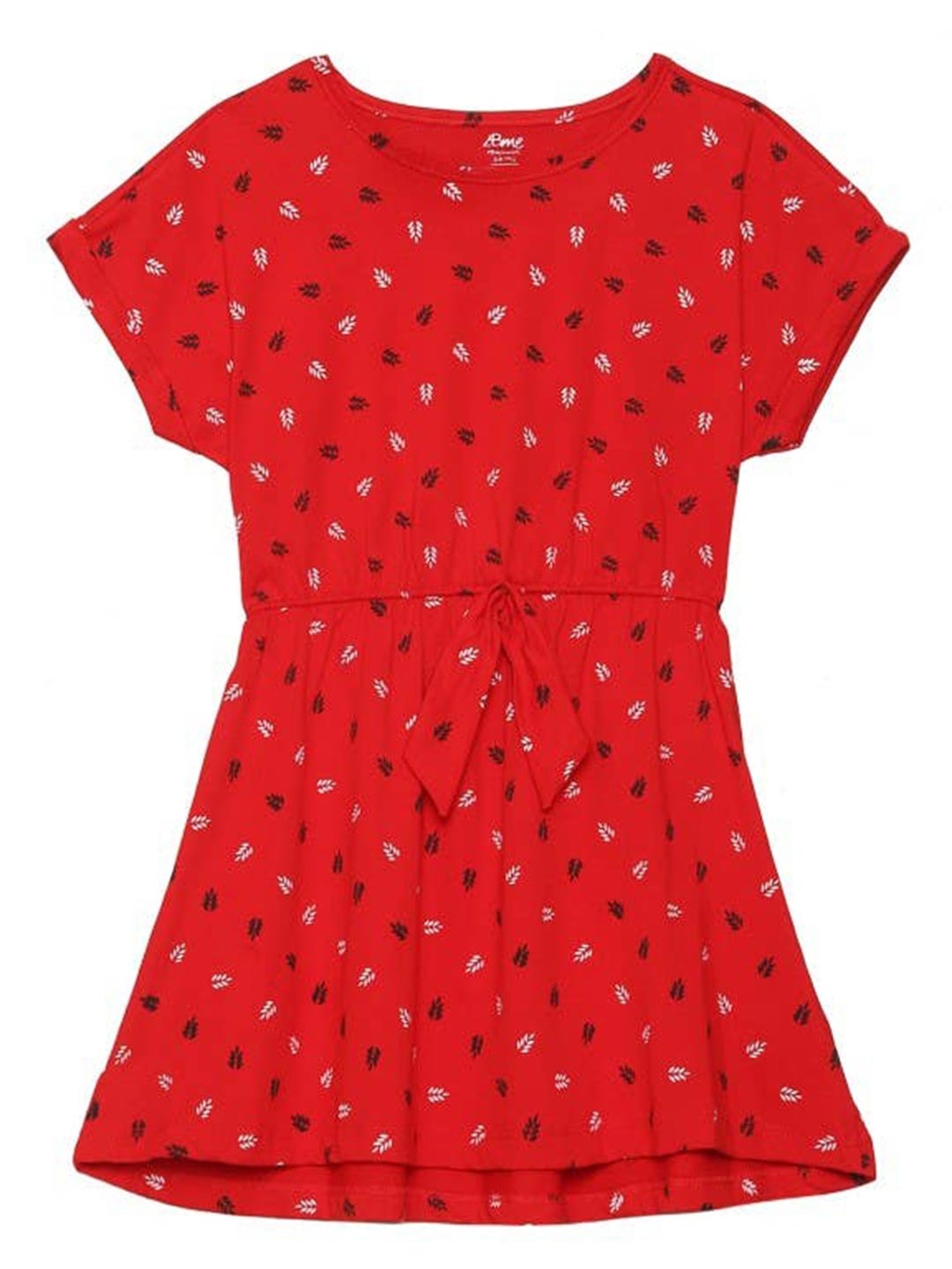 

2Bme Girl Geometric Print Short Sleeves Dress, Red