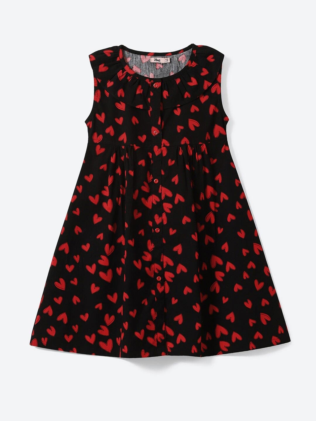 

2Bme Girl Floral Print Sleeves Dress, Black