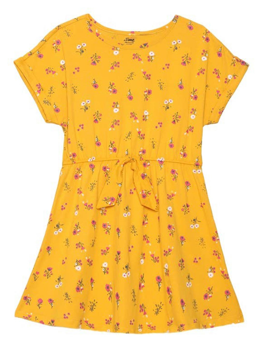 

2Bme Girl Floral Print Short Sleeves Dress, Yellow