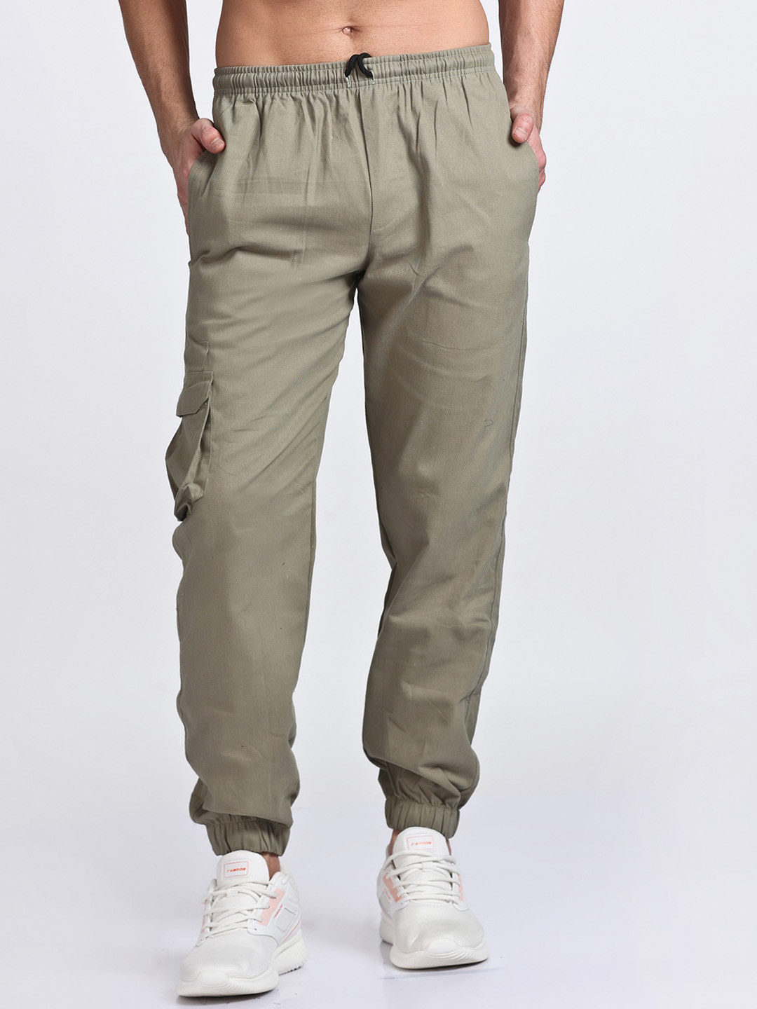 

HILLBERG Men Mid-Rise Cotton Joggers, Khaki