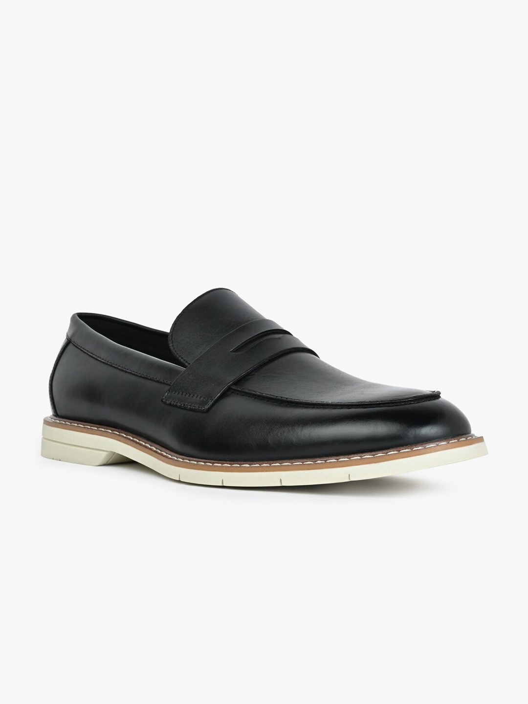 

ALDO Men Leather Round Toe Penny Loafers, Black