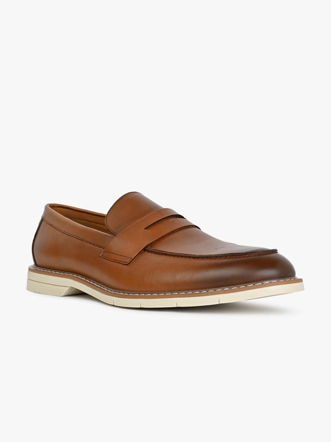 

ALDO Men Leather Round Toe Penny Loafers, Tan