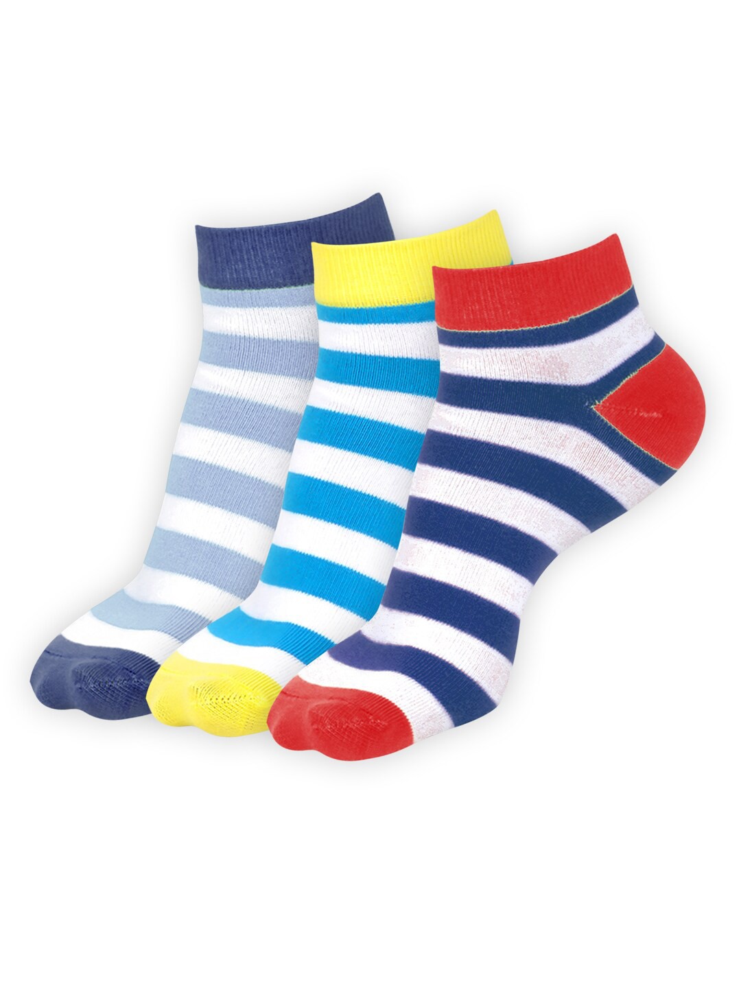 

FOOTPRINTS Women Pack Of 3 Striped Ankle Length Socks, White