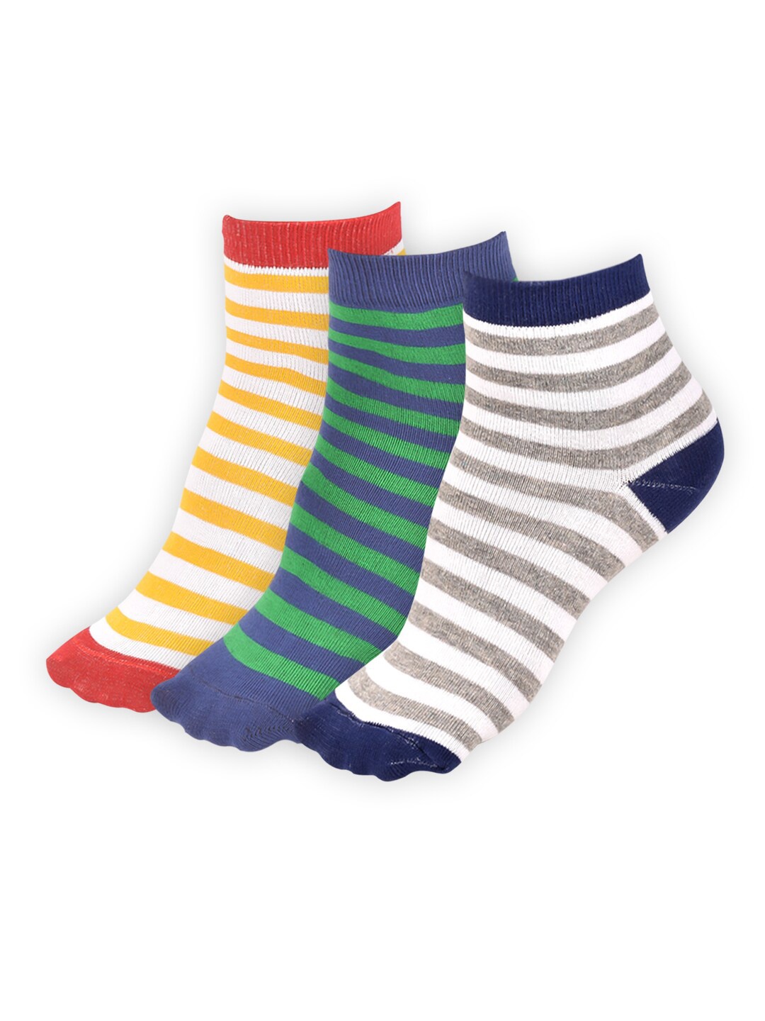 

FOOTPRINTS Set Of 3 Striped Ankle Length Socks, Blue