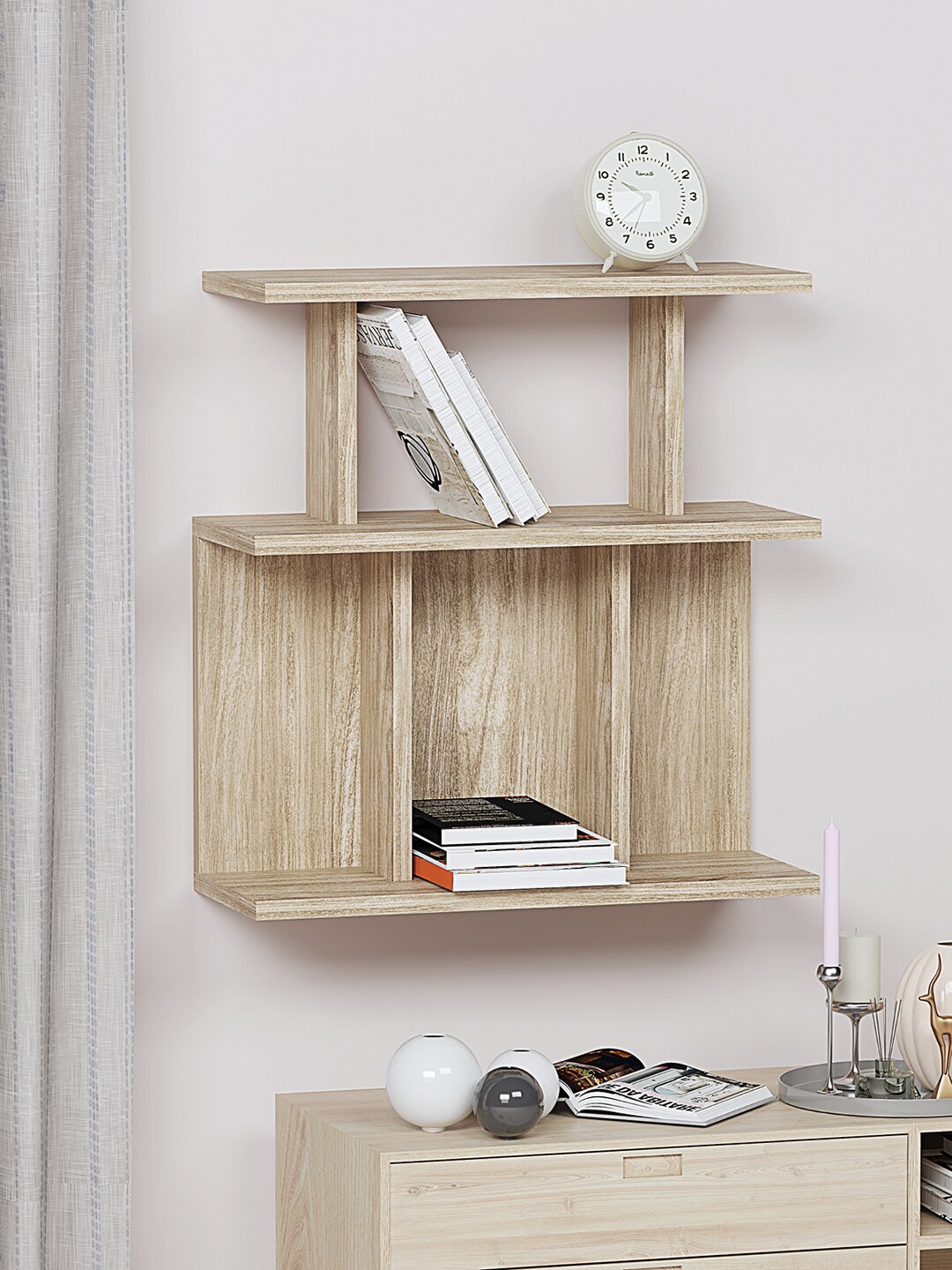 

RANDOM Beige Wooden Basic Wall Shelf