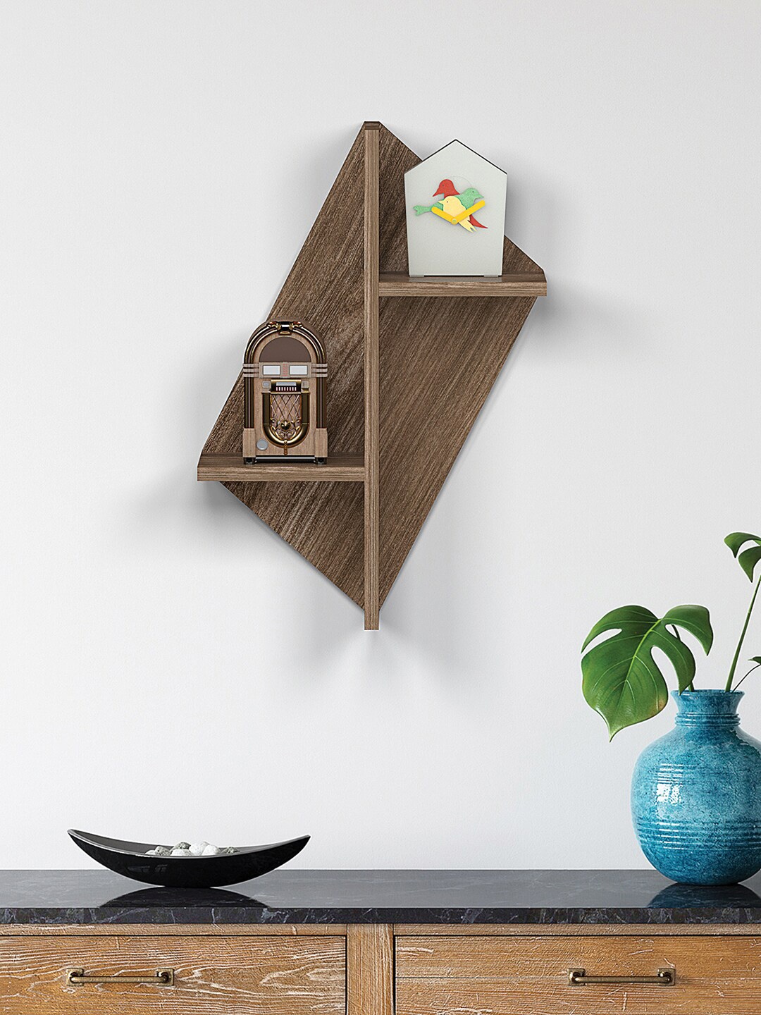 

RANDOM Brown Wooden Basic Wall Shelf