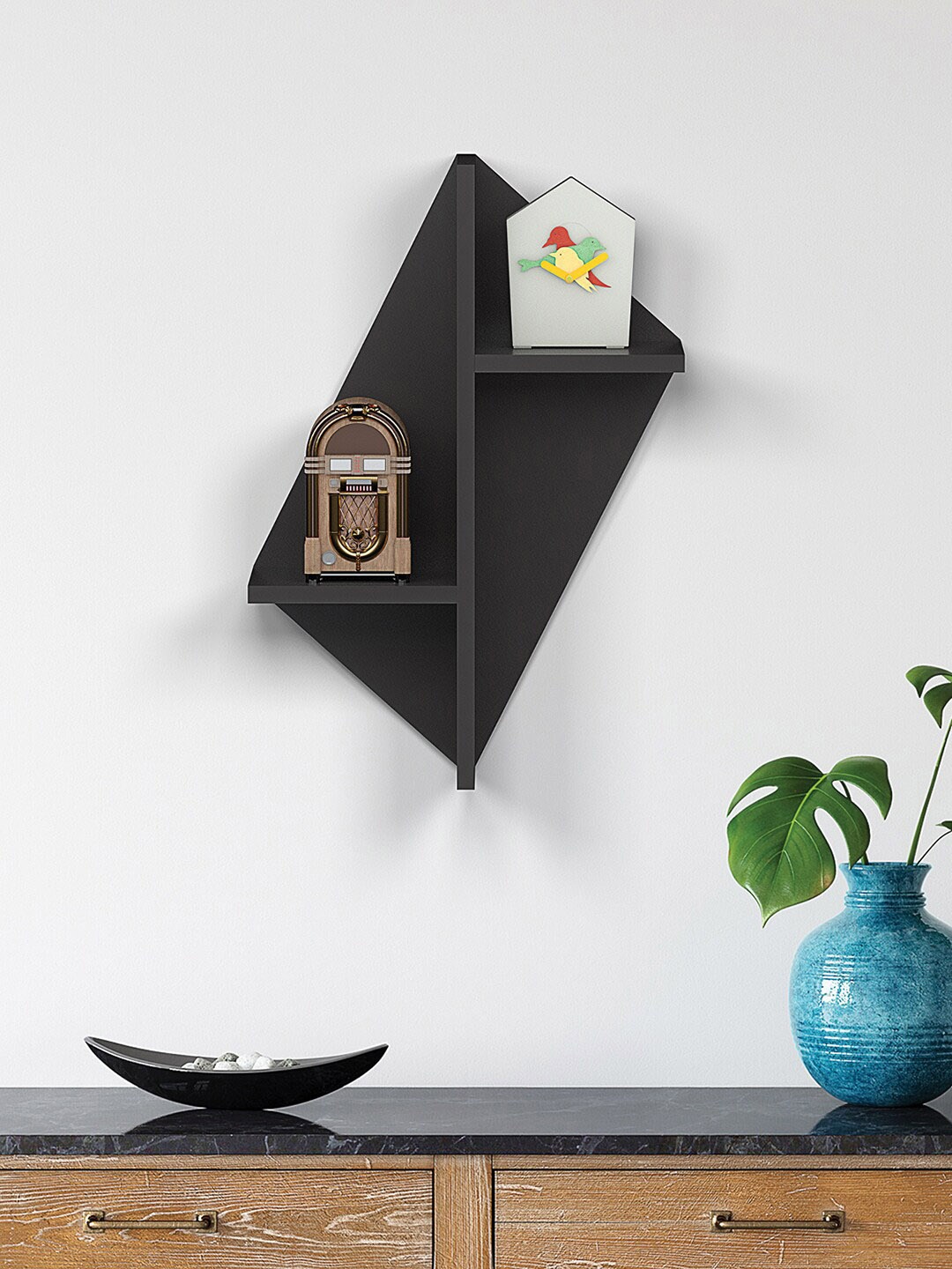 

RANDOM Black Wood Wall Shelf