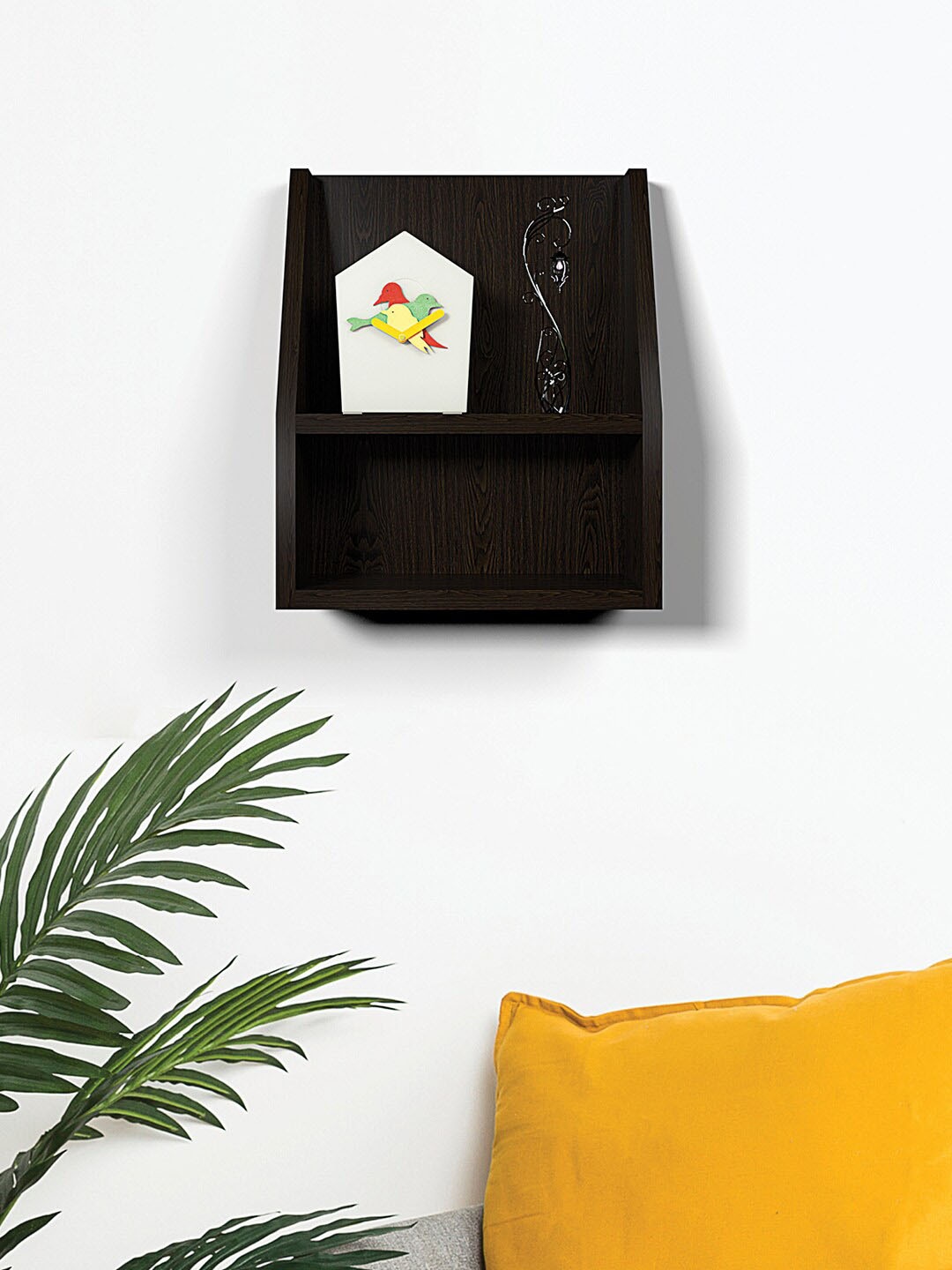 

RANDOM Black Wooden Basic Wall Shelf, Brown