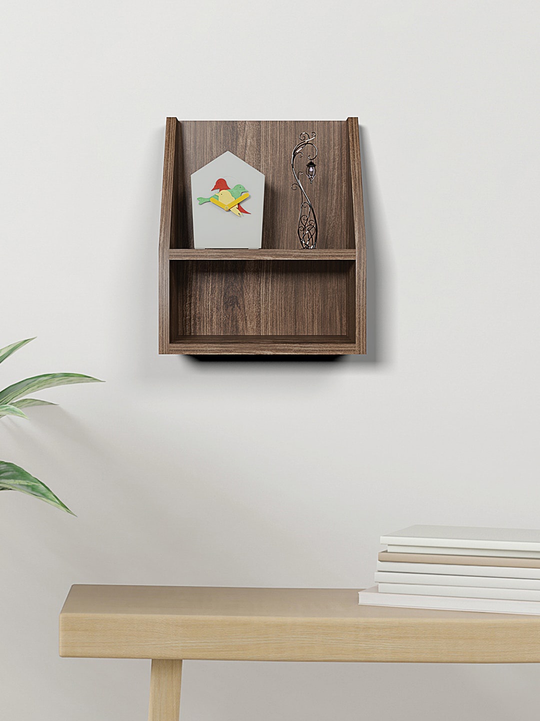 

RANDOM Brown Wooden Basic Wall Shelf
