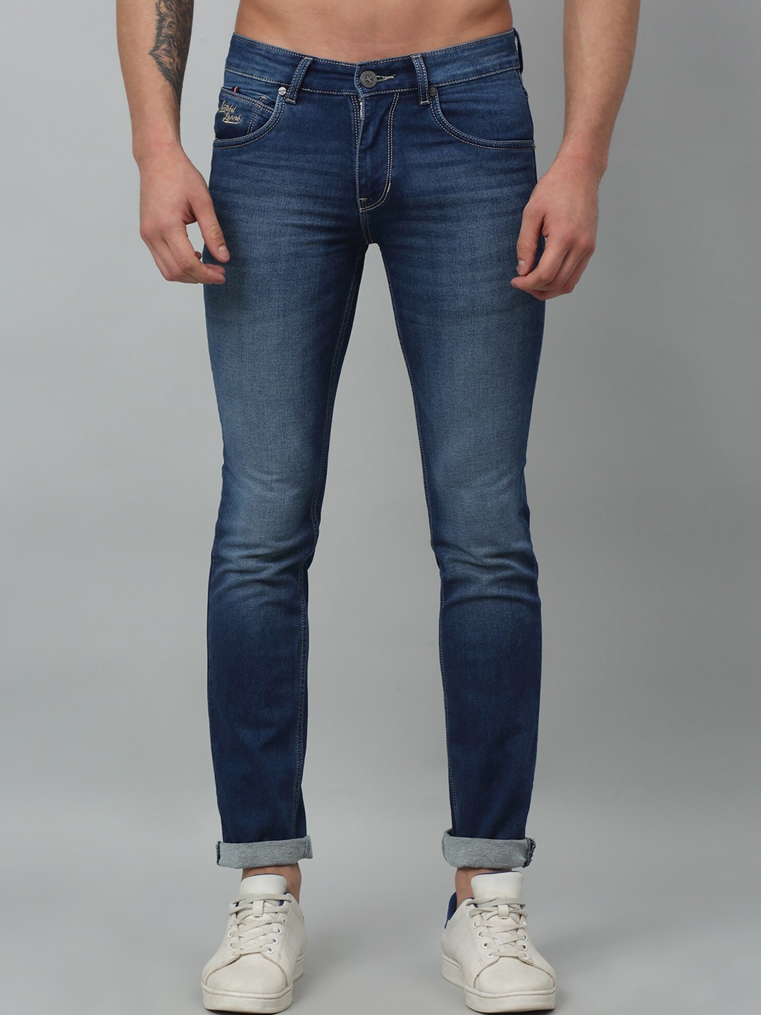 

Cantabil Men Mid Rise Clean Look Light Fade Cotton Jeans, Blue