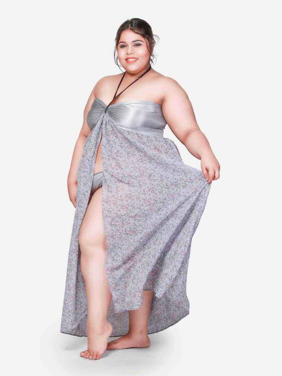 

Klamotten Plus Size Printed Maxi Nightdress, Grey
