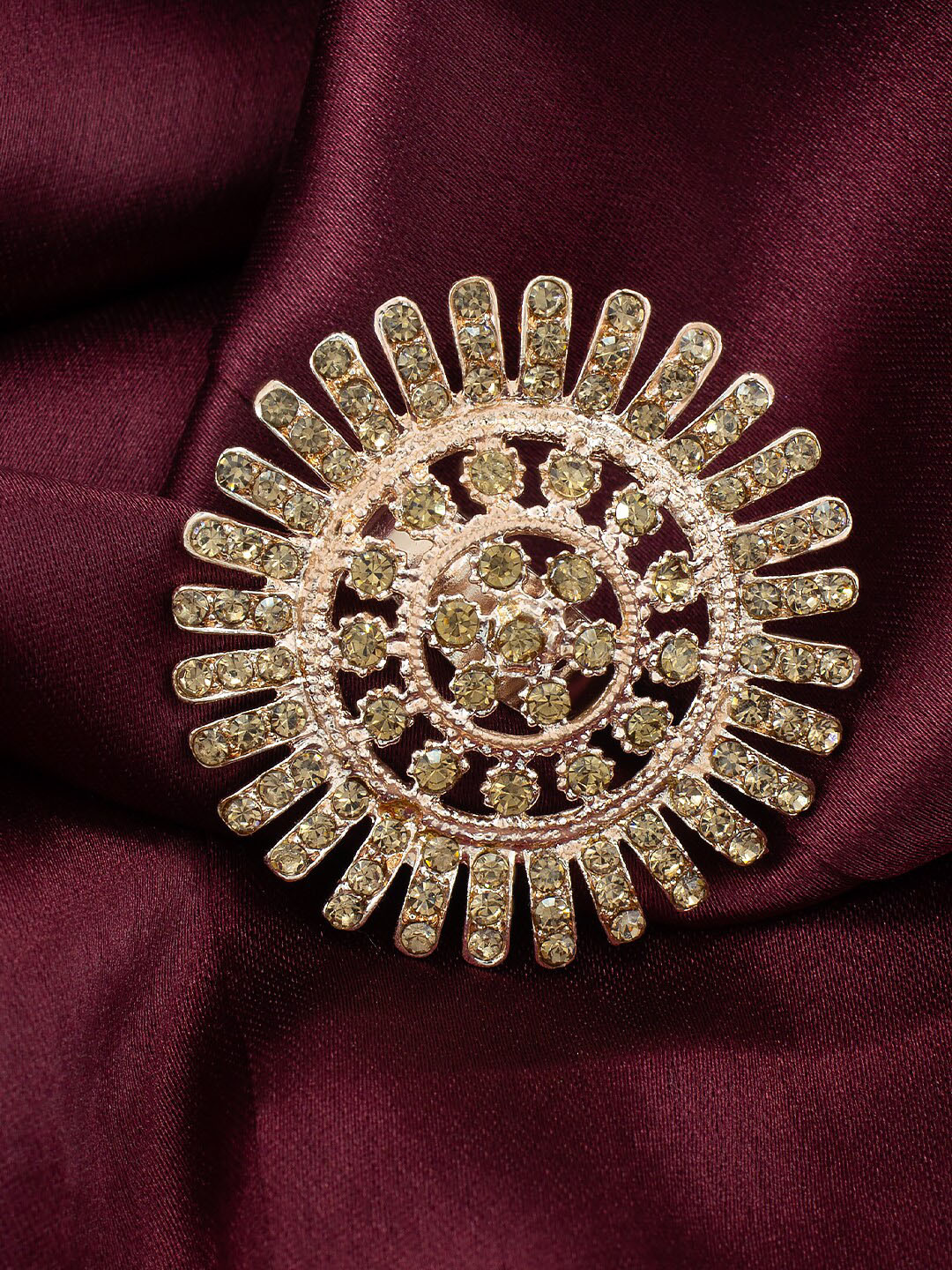 

PRIVIU Rose Gold-Plated Ad Studded Finger Ring