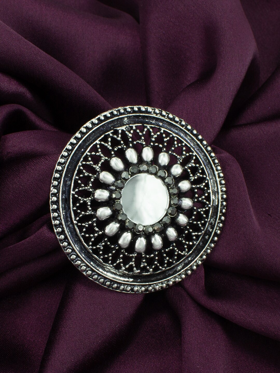 

PRIVIU Silver-Plated Oxidized Adjustable Ring