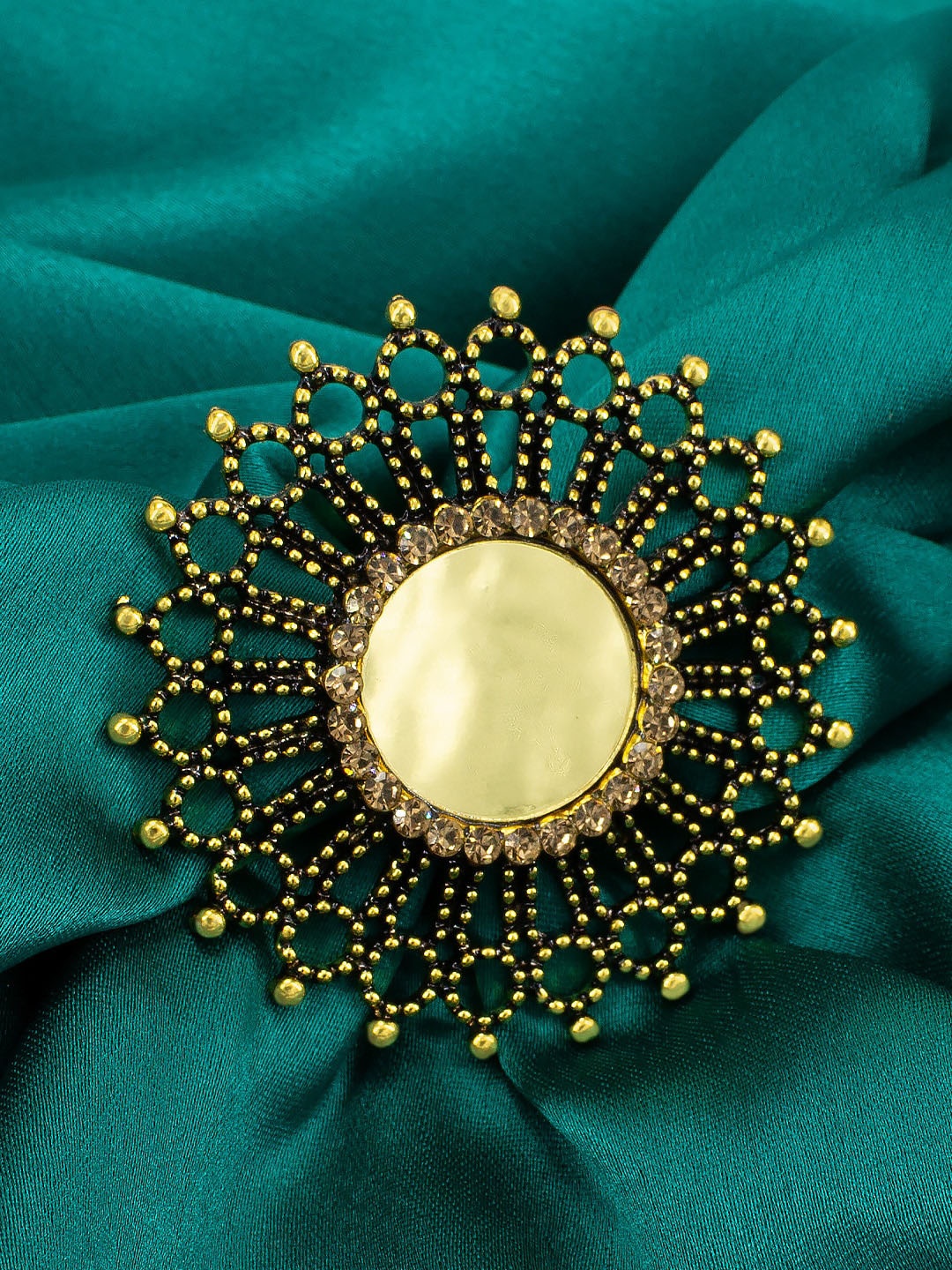 

PRIVIU Gold-Plated AD Studded Finger Ring
