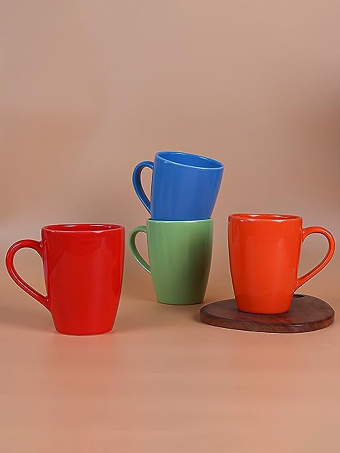 

Femora Red & Blue 6 Pcs Solid Ceramic Glossy Mugs 360ml, Green