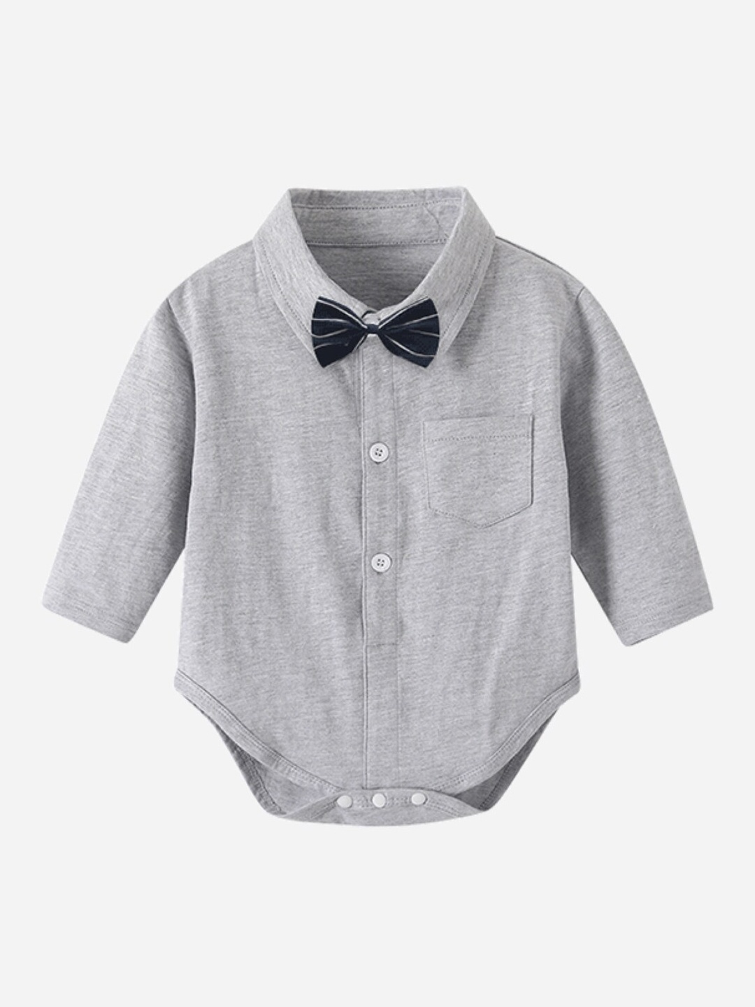 

StyleCast Grey Infants Girls Pure Cotton Shirt-Style Bodysuit