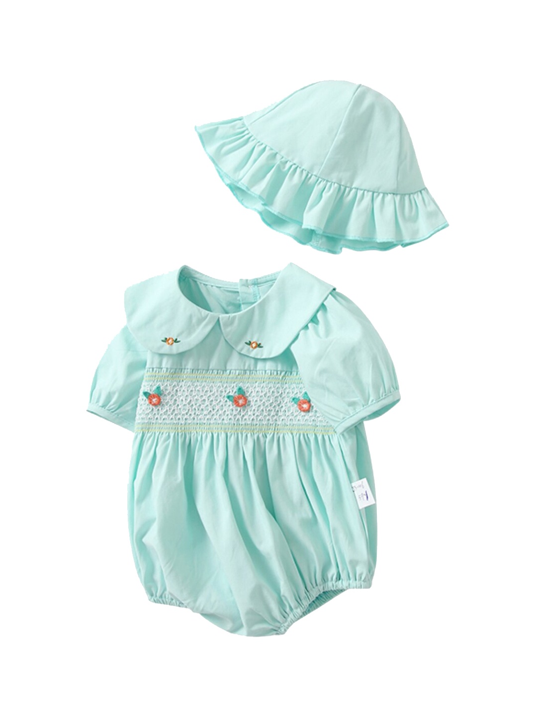 

StyleCast Infants Embroidered Cotton Bodysuit With Cap, Green