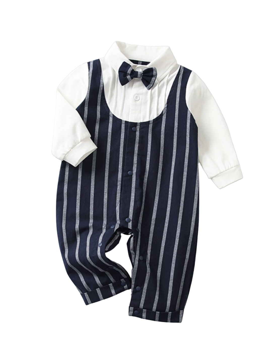 

StyleCast Black Infant Girls Striped Shirt Collar Rompers