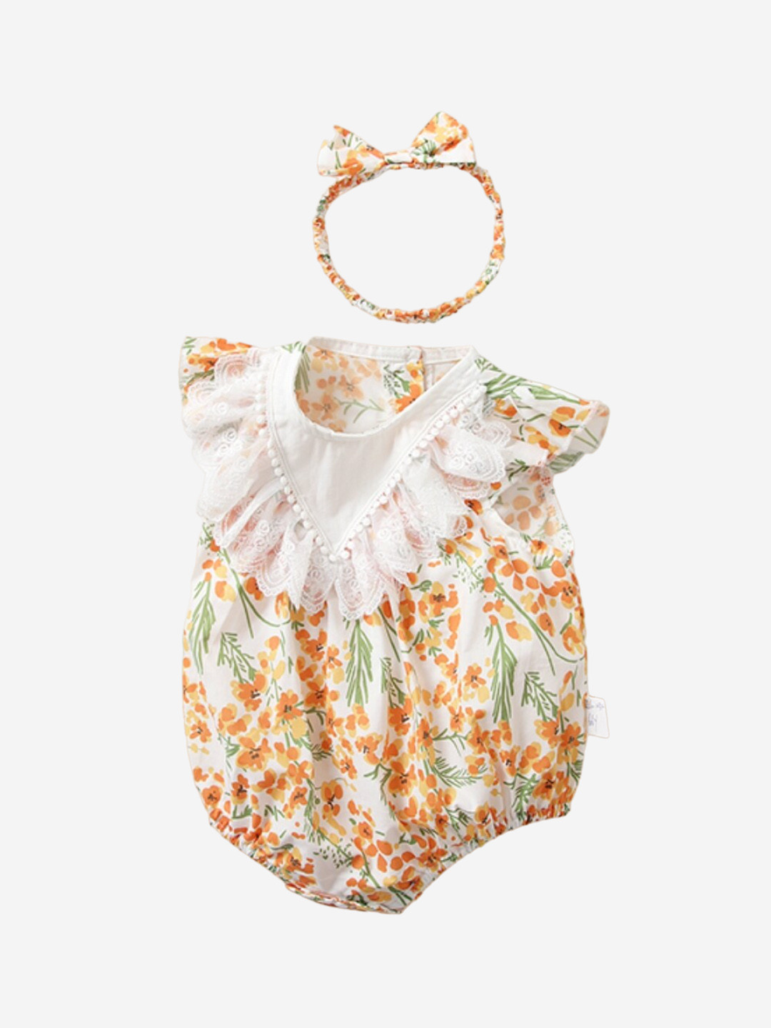 

StyleCast Infants Girls Floral Printed Cotton Bodysuit With Headband, Yellow