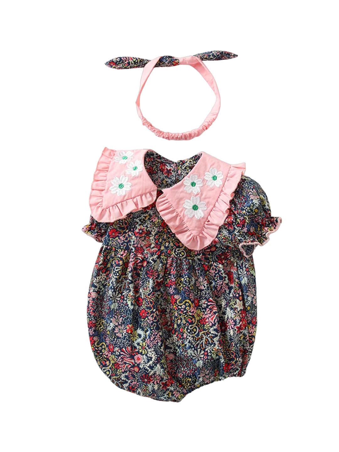 

StyleCast Infant Girls Printed Cotton Bodysuit With Hairband, Purple
