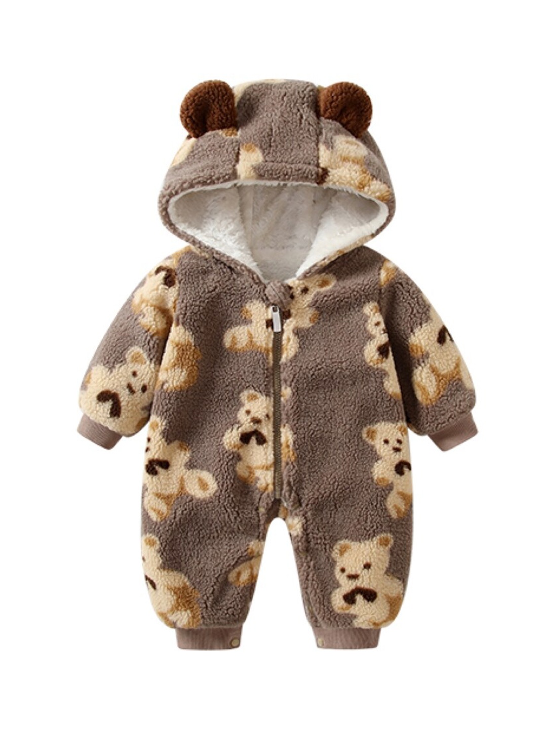 

StyleCast Infant Girls Printed Hooded Rompers, Brown