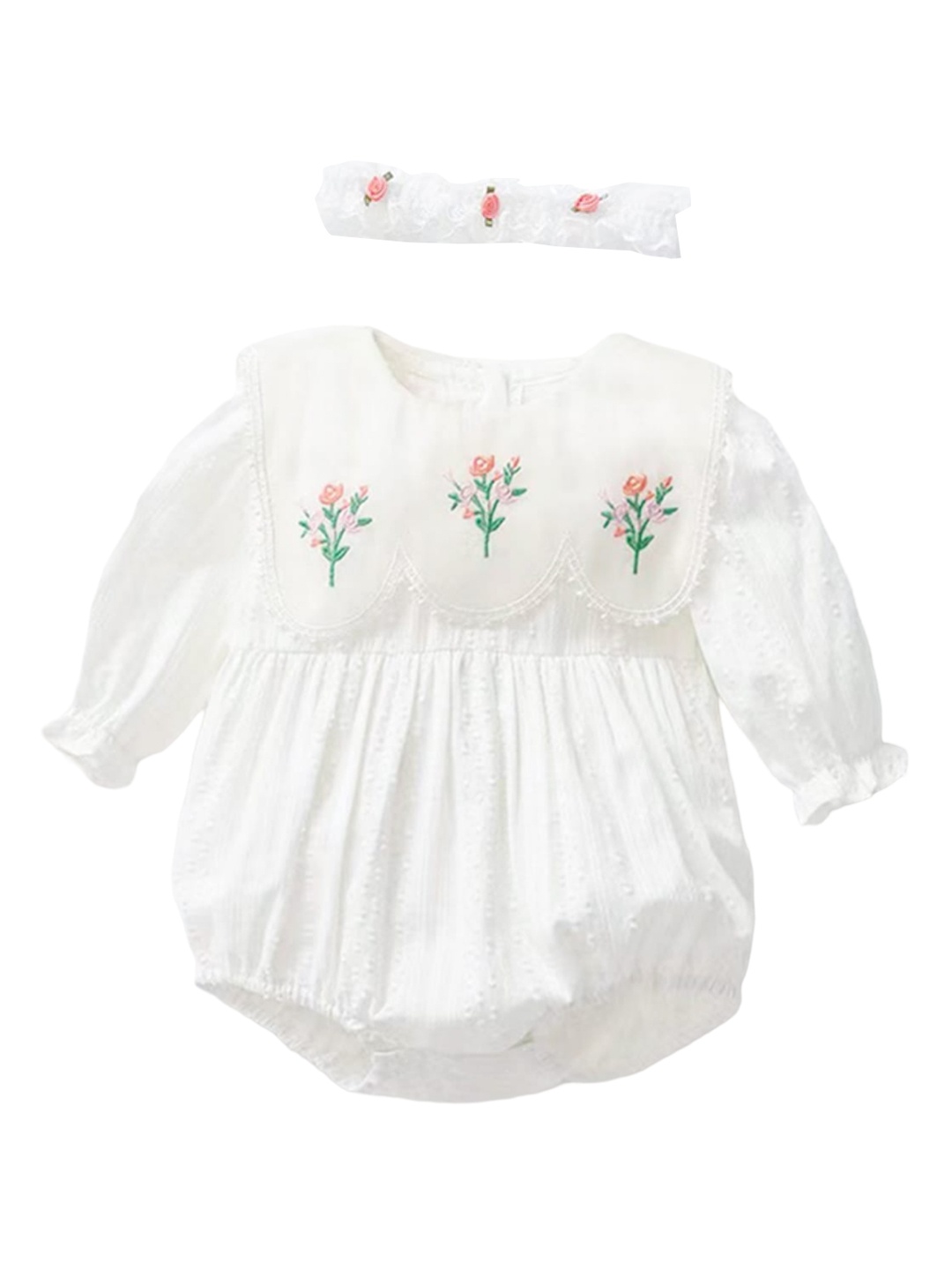 

StyleCast Infants Embroidered Cotton Bodysuit With Hairband, White