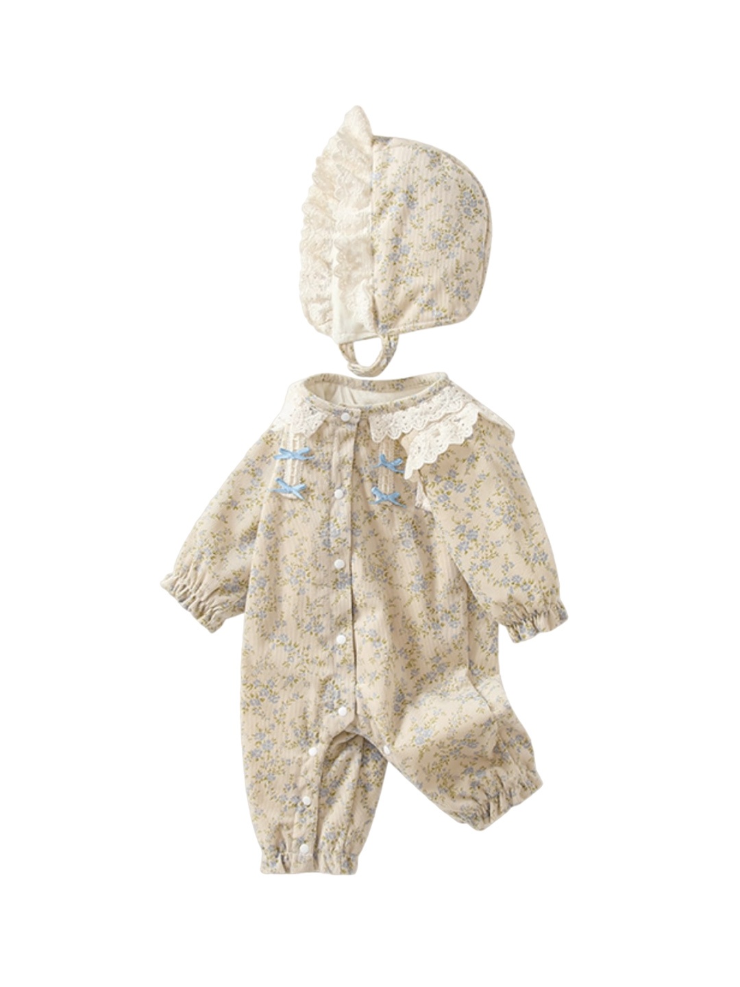 

StyleCast Infants Cream Floral Printed Round Neck Romper